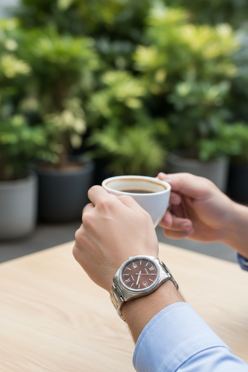 Casio MTP-1302DD-5AVDF lifestyle - café terraza natural