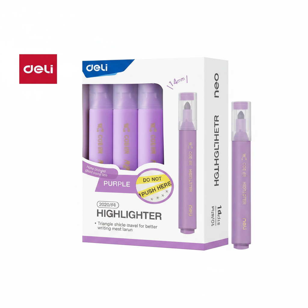 Resaltadores DELI punta biselada 1-4mm morado x10 unidades