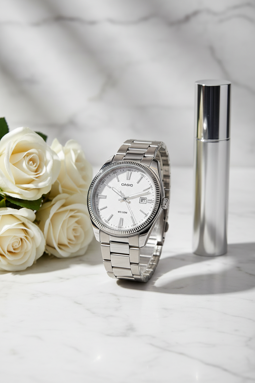 Producto - Mármol blanco con rosas y perfume