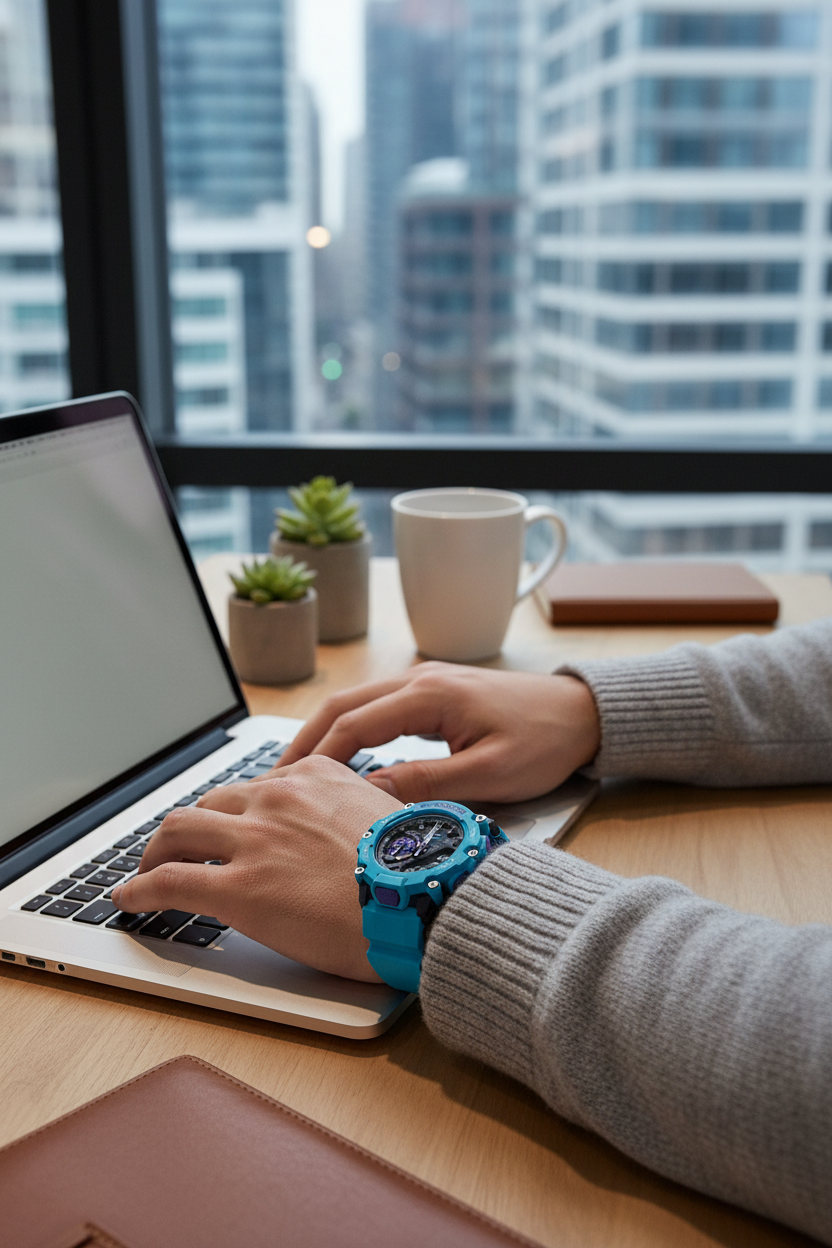 Casio G-Shock GA-2200-2ADR lifestyle - workspace tech