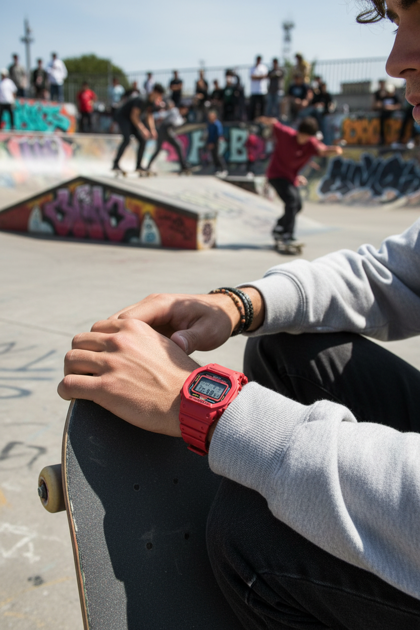Casio G-Shock DW-5600EP-4DR lifestyle - skate park urbano