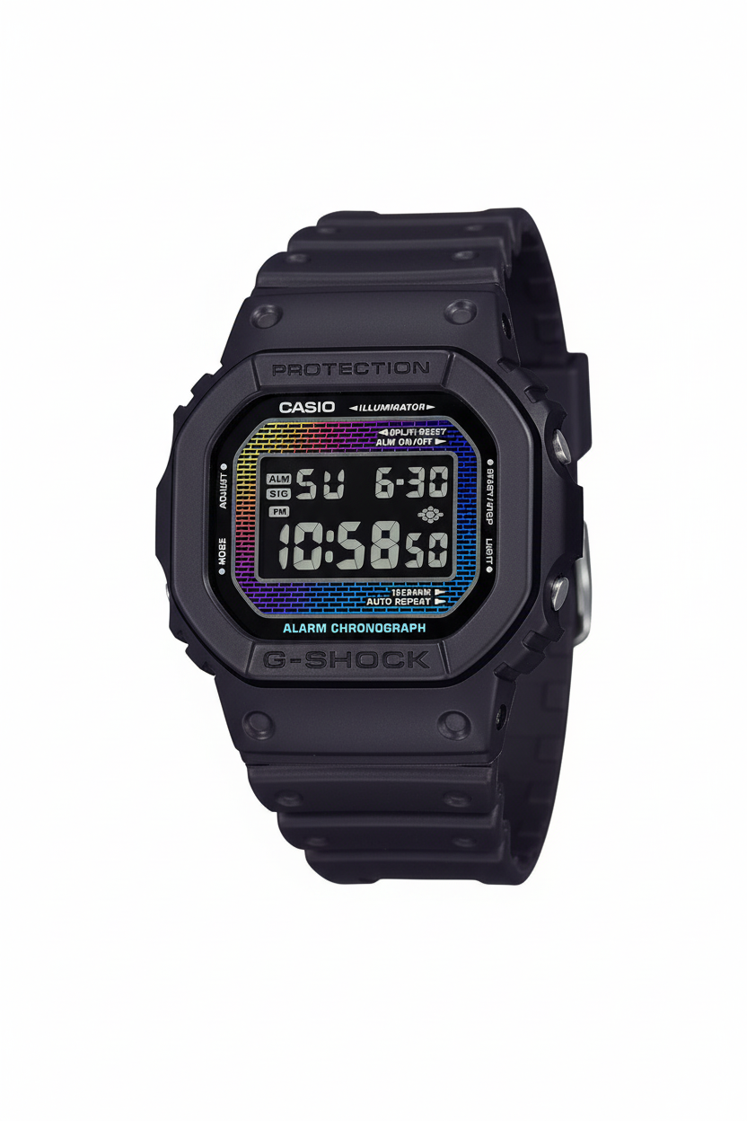 Casio G-Shock DW-5600RW-1DR - fondo blanco ángulo