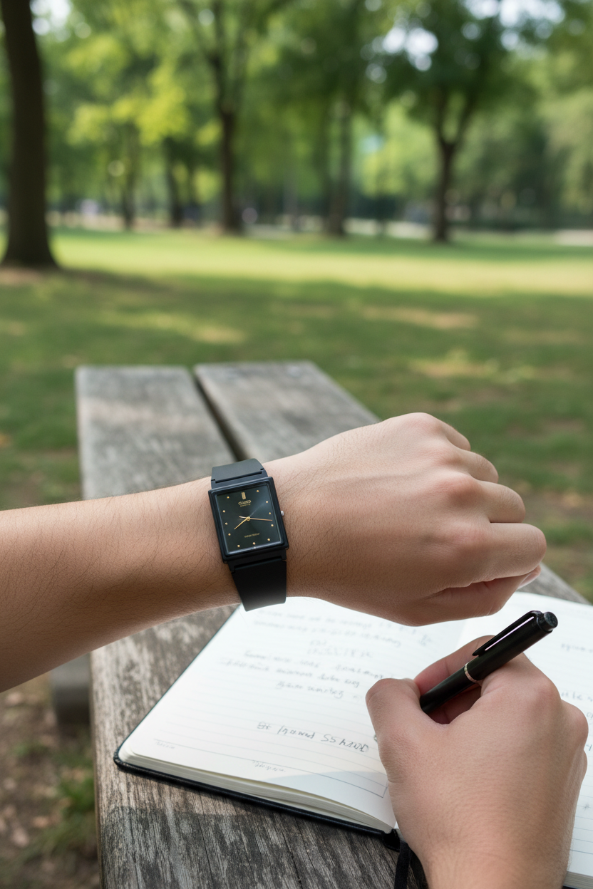 Casio MQ-38-1ADF lifestyle - parque tranquilo