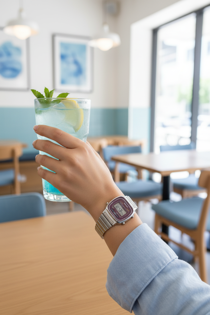 Casio LA670WA-4DF lifestyle - café fresco