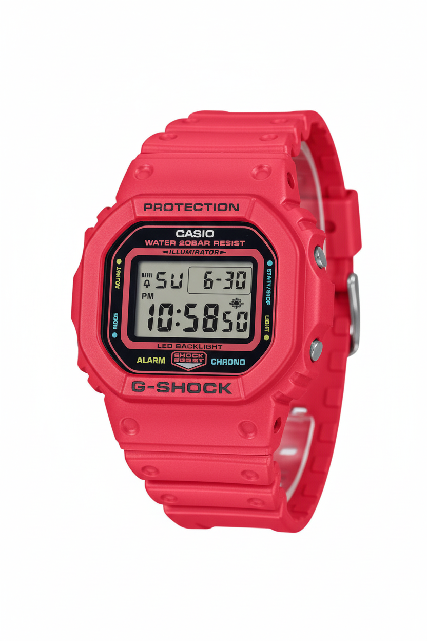 Casio G-Shock DW-5600EP-4DR - fondo blanco ángulo