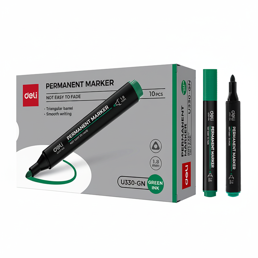 Marcador permanente DELI punta de 1.8 mm tinta verde x10 Unidades