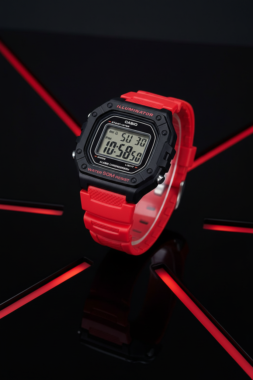 Reloj negro rojo