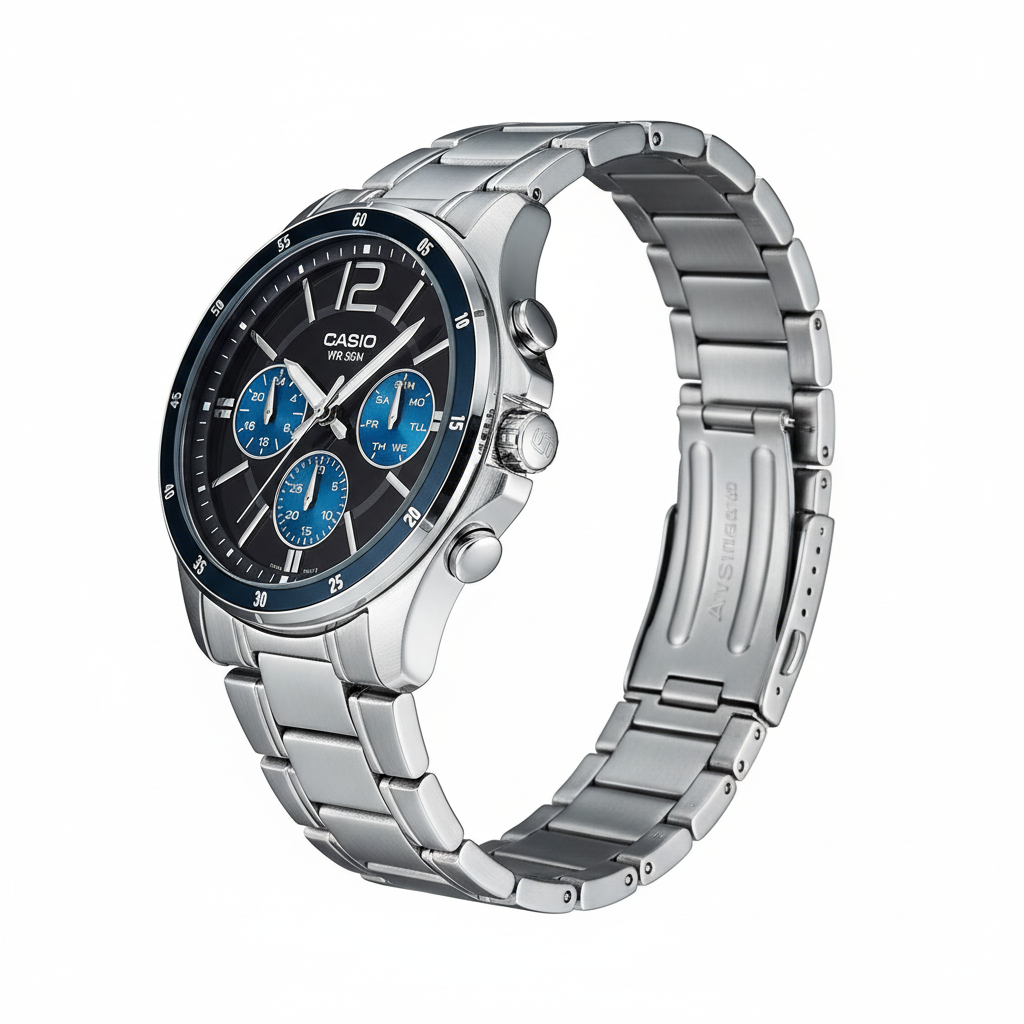 Vista de perfil del reloj Casio cronógrafo