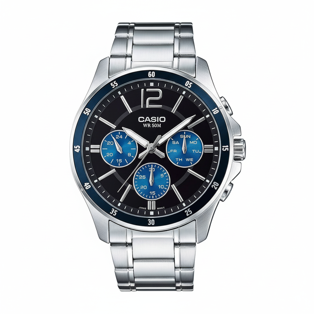 Vista superior del reloj Casio cronógrafo