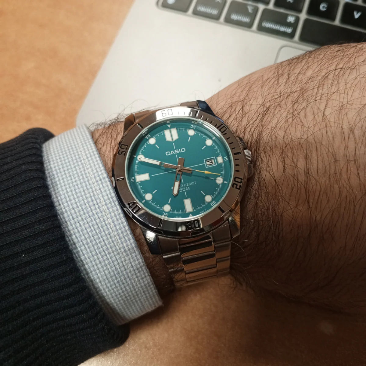 RELOJ PARA HOMBRE CASIO MTP-VD01D-3E2VUDF -VERDE